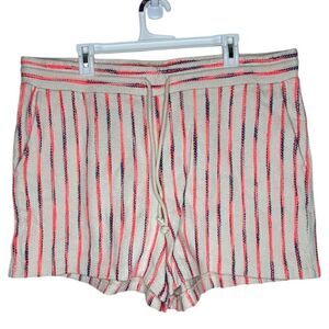 Lou & Grey Cream Striped Knit Shorts Drawstring Waist Casual Lounge XXL